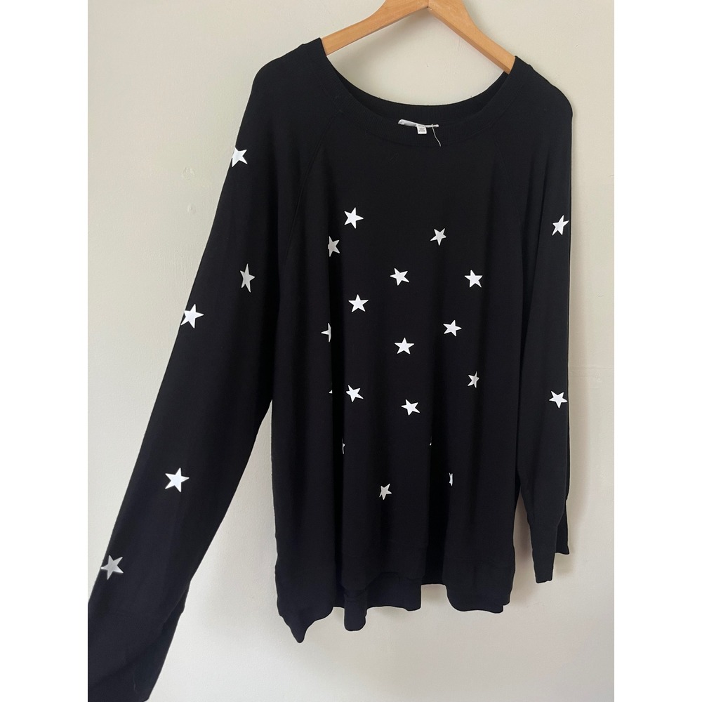 Workshop Republic Clothing Black Star Print Raglan Sweatshirt Size 3X patriotic